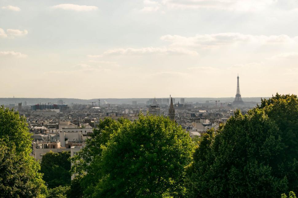 Free Image of Paris cityscape with Eiffel Tower in distance 