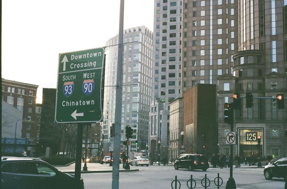 Free Image of Urban downtown street with traffic signs 