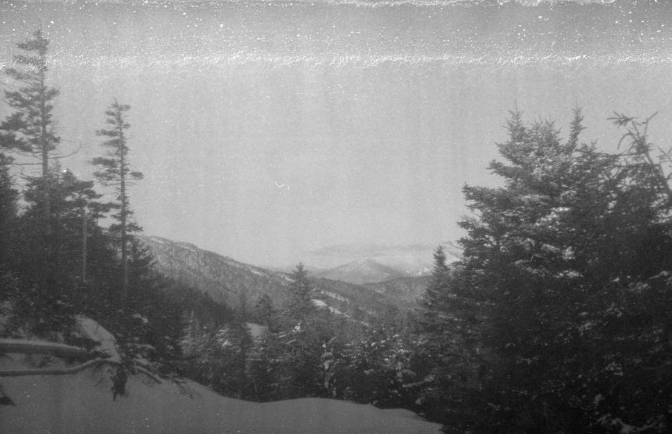 Free Image of Vintage snowy mountain landscape scene 