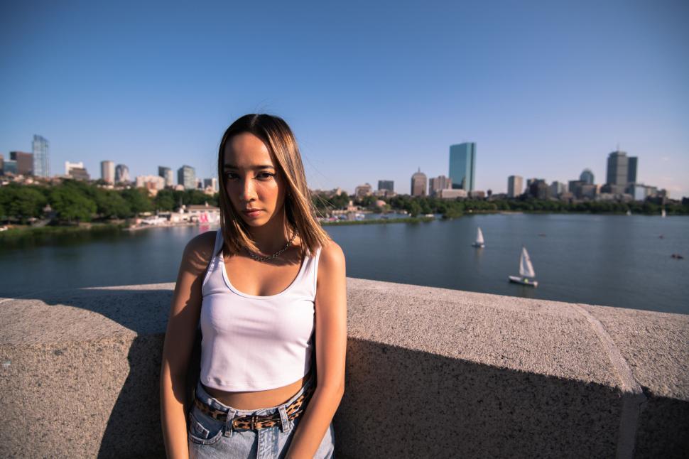 Free Image of Cityscape View with Young Woman 