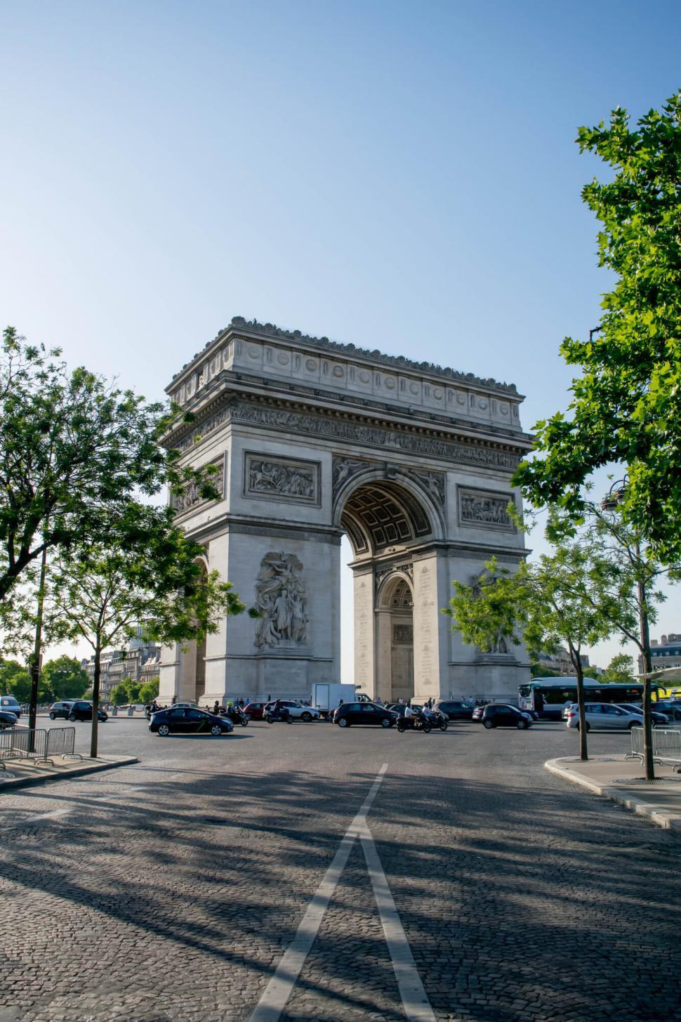 Free Image of Arc de Triomphe on Parisian boulevard 
