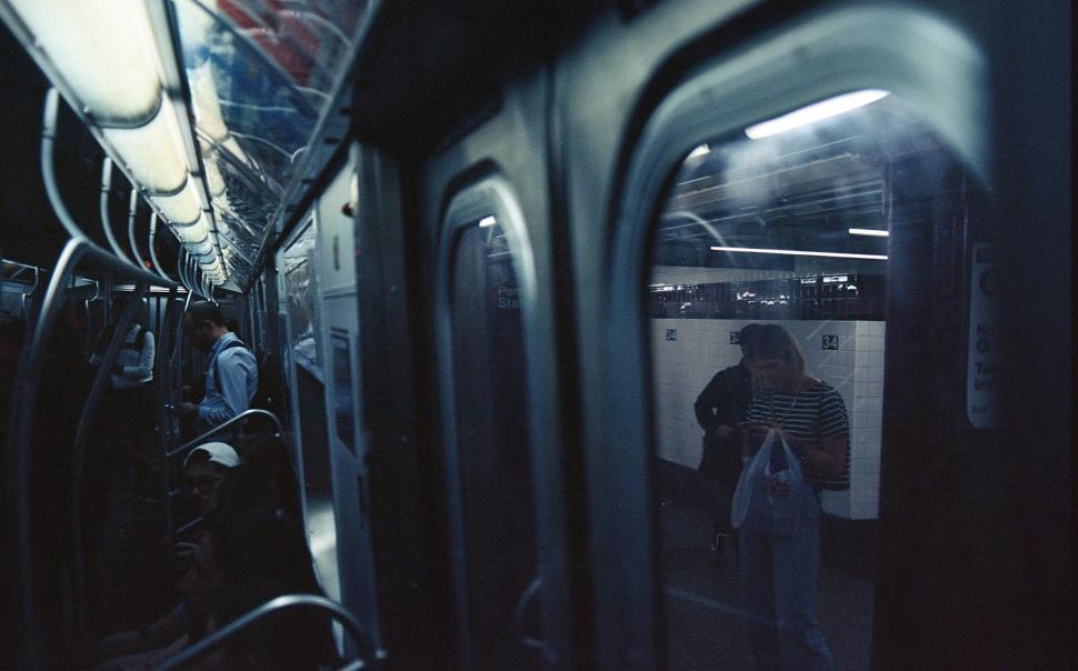 Free Image of Subway train interior with commuters 
