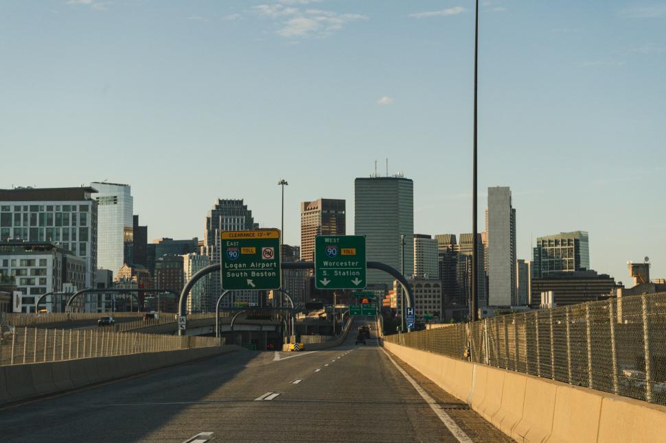 Free Image of City highway with downtown skyline 