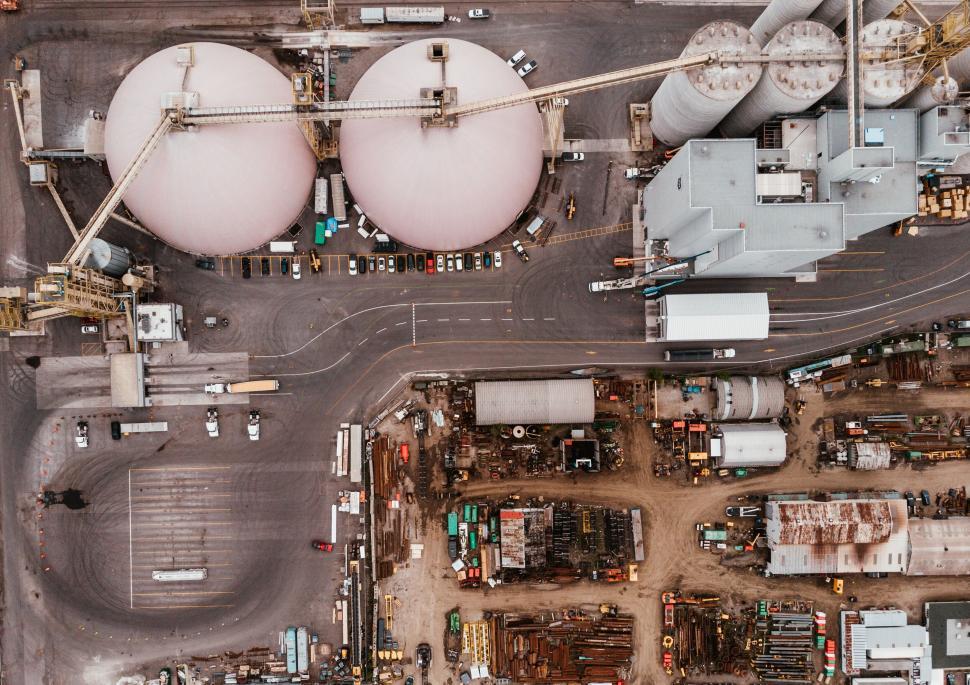 Free Image of Aerial view of industrial site with tanks 