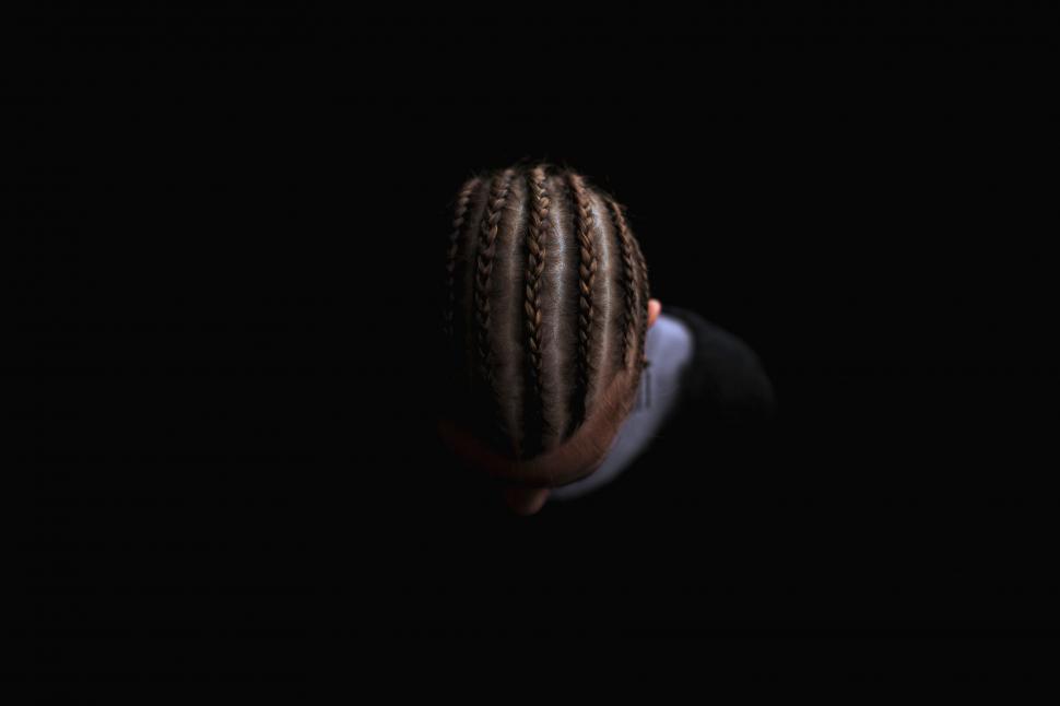 Free Image of Intricate Hairstyle on a Dark Background 