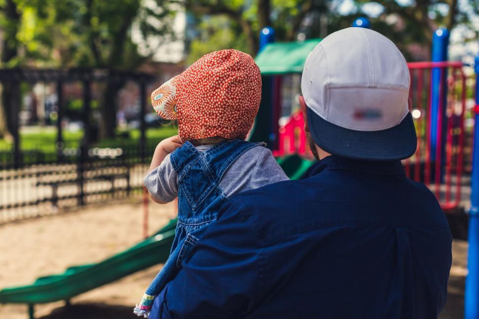 Free Image of Child and adult looking at playground 