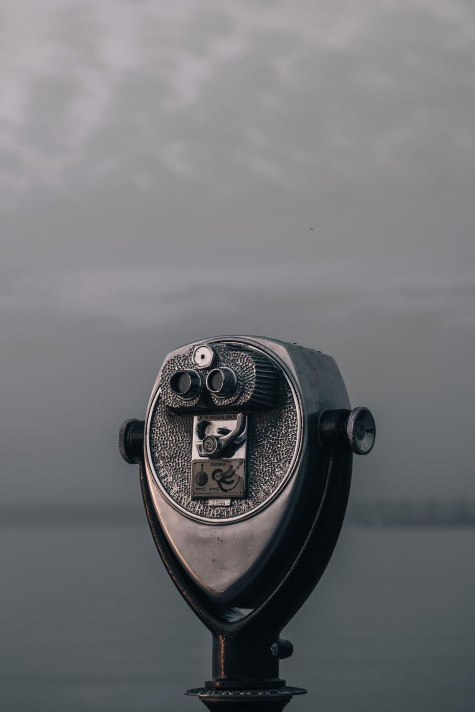 Free Image of Vintage coin-operated binoculars by the sea 