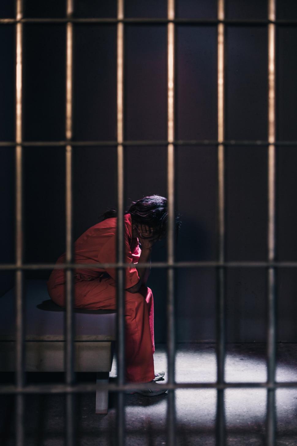 Free Image of Person caged in a prison cell, despair 