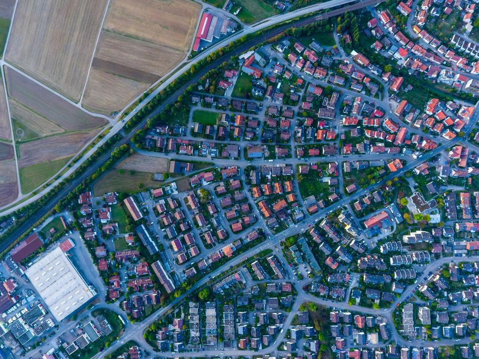 Free Image of Aerial view of colorful residential layout 