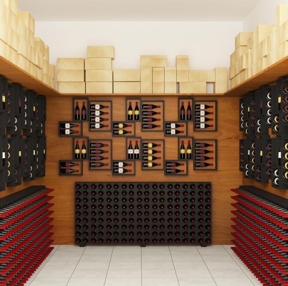 Free Image of Elegant wine storage shelves in a room 