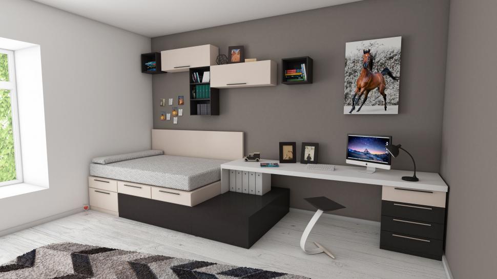 Free Image of Modern home office and bedroom interior 