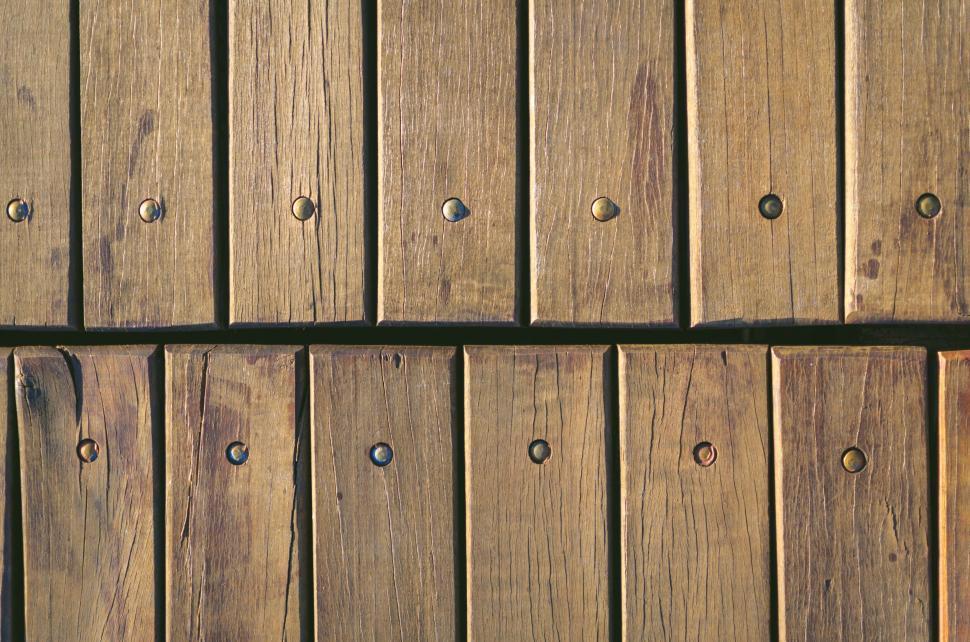 Free Image of Wooden planks texture with metal screws 
