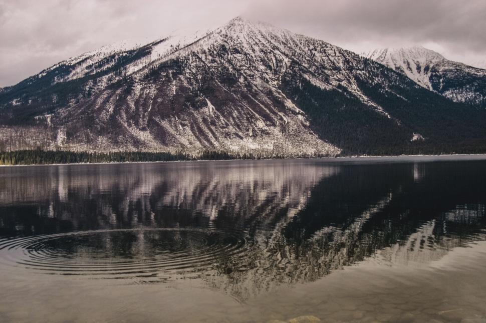Free Image of Snowy mountain reflected in a calm lake 