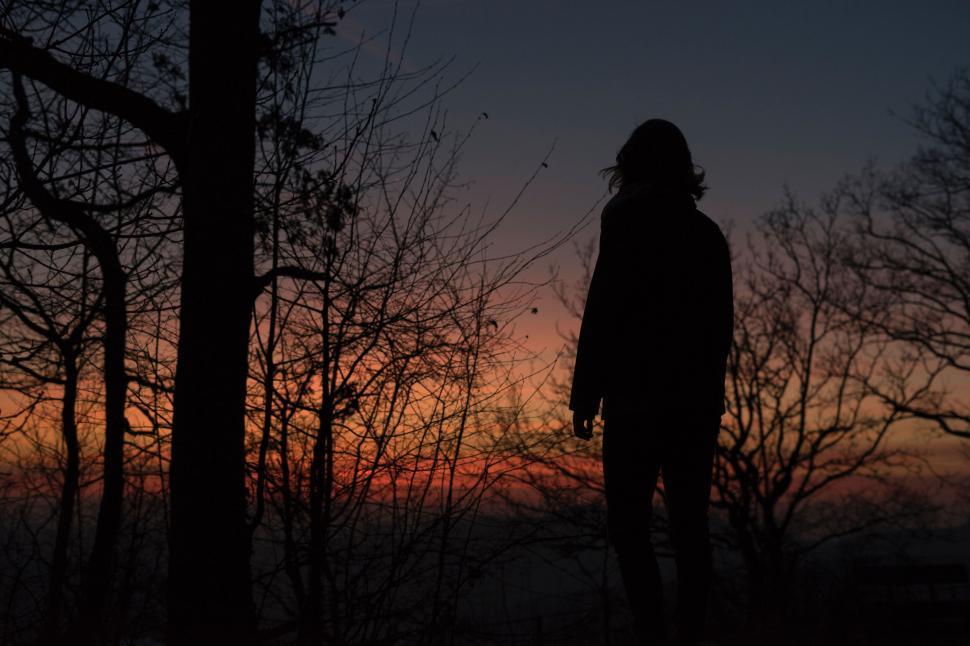 Free Image of Silhouette person against twilight sky 