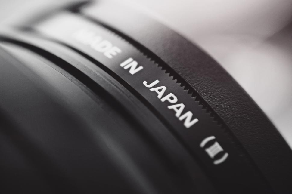 Free Image of Made in Japan  label on a camera lens 