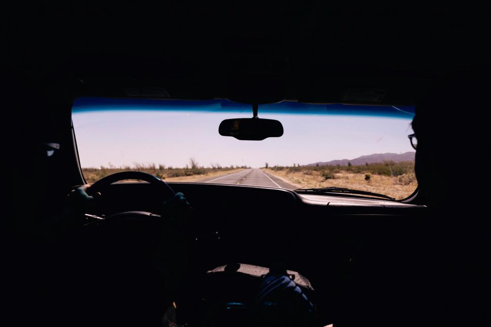 Free Image of Road trip view from inside a car 