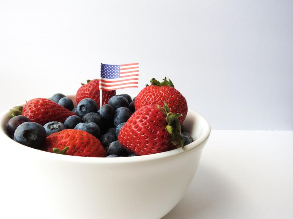 Free Image of Bowl of berries with American flag 
