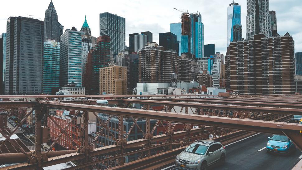 Free Image of Urban cityscape from Brooklyn Bridge view 