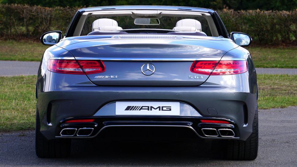 Free Image of Rear view of a silver Mercedes-AMG S63 