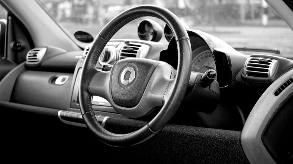 Free Image of Interior view of a modern car s steering wheel 