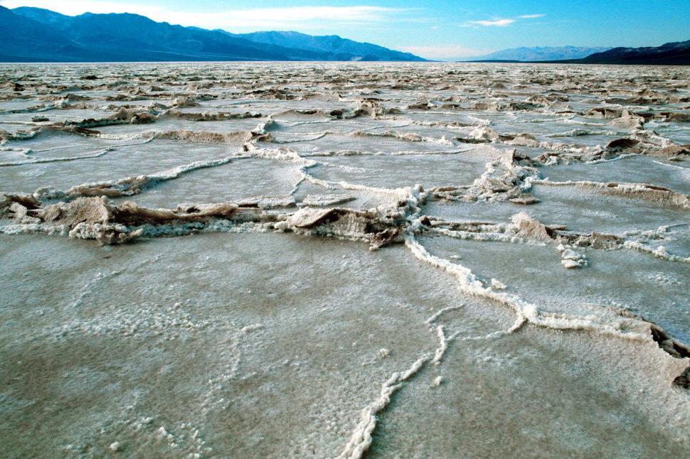 Free Image of salt flats dried death valley california mountains national park deposits desert 