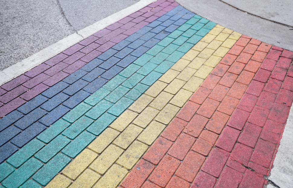 Free Image of Colorful rainbow paved road pathway 
