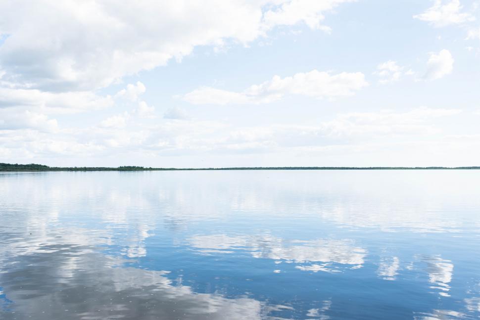 Free Image of Clear reflection of clouds on still lake 