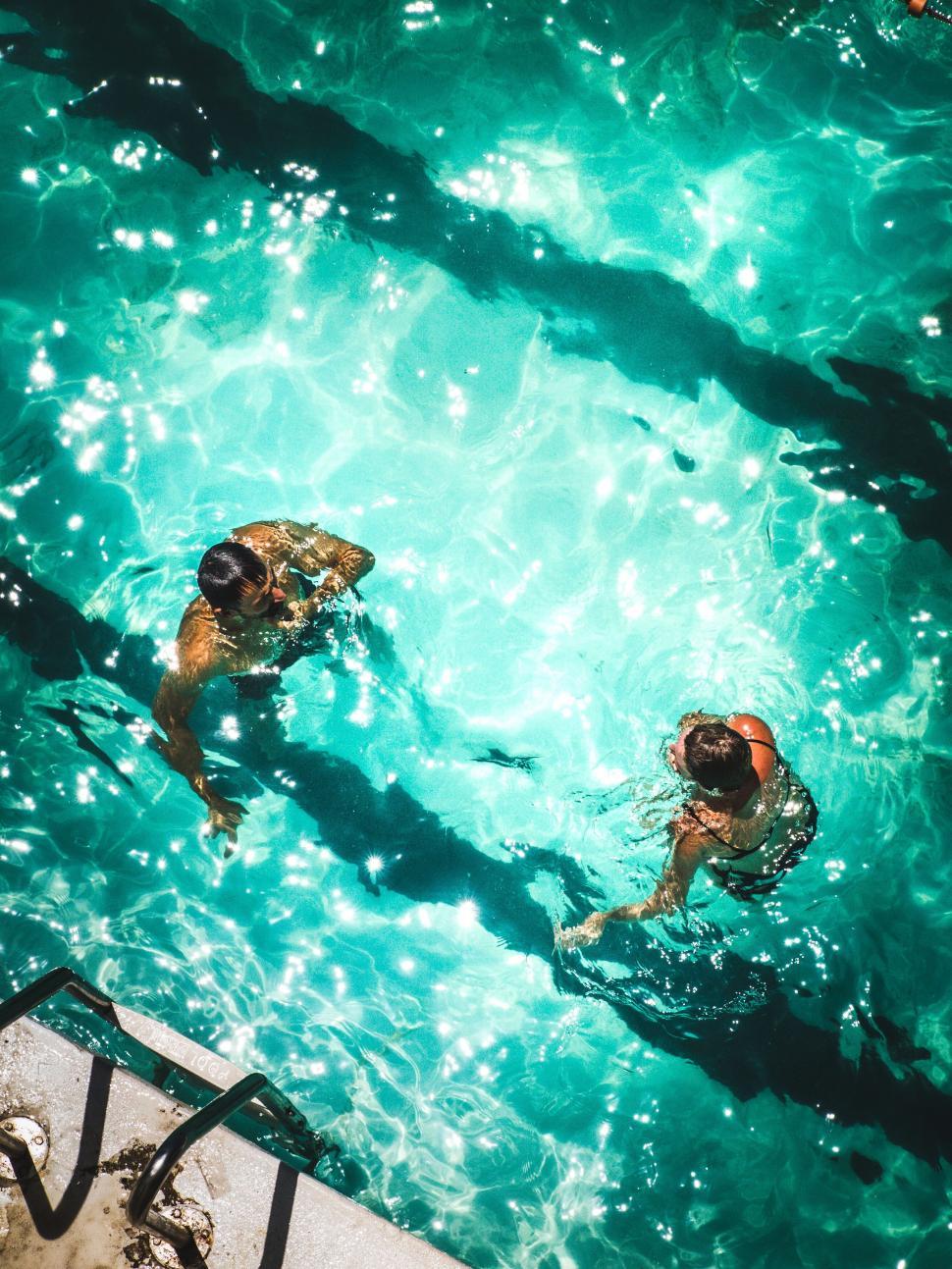 Free Image of Overhead View of Two People Swimming 