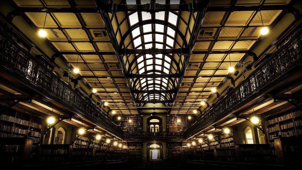 Free Image of Vintage Library Interior with Skylight 