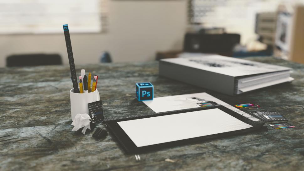 Free Image of Graphic designer workspace with sketchpad 
