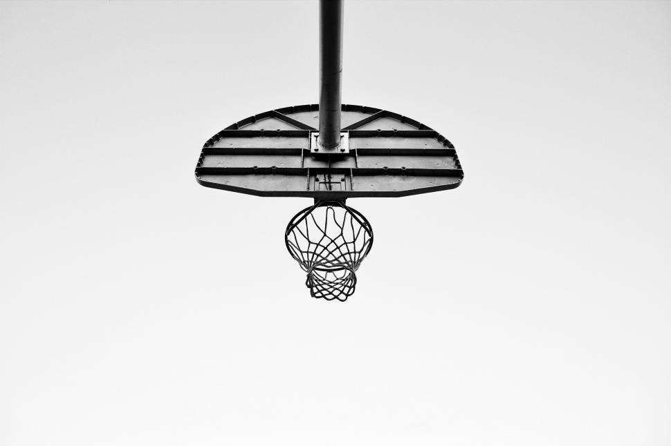 Free Image of Basketball hoop against a clear sky 