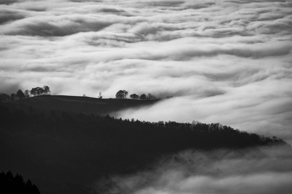 Free Image of Rolling hills amidst a sea of clouds 
