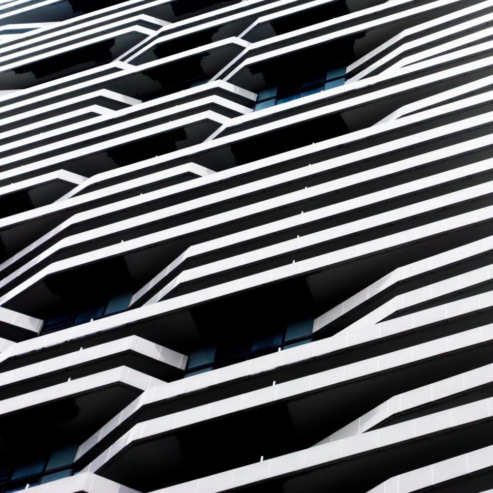 Free Image of Abstract black and white high-rise building 