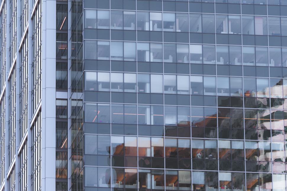 Free Image of Close-up of reflective office building windows 