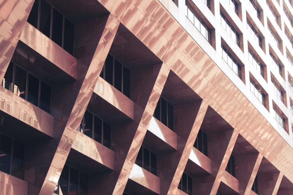 Free Image of Angular architecture with a pinkish hue 