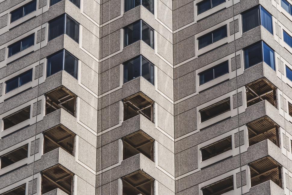 Free Image of Geometric pattern of building facades 