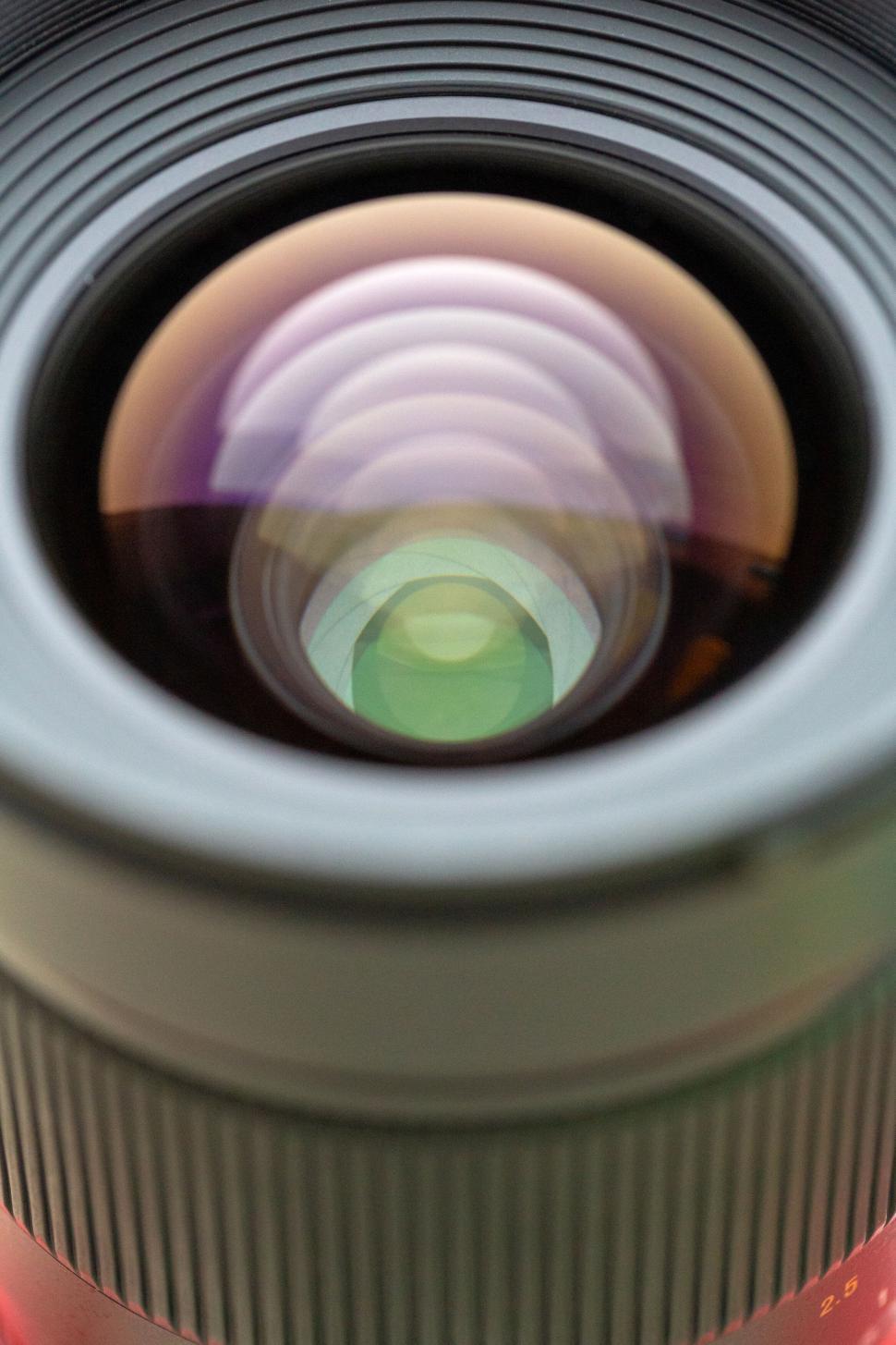 Free Image of Close-up of a camera lens reflections 
