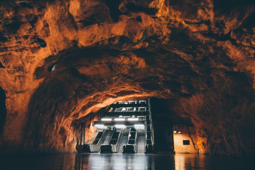 Free Image of Underground station in a natural cave 