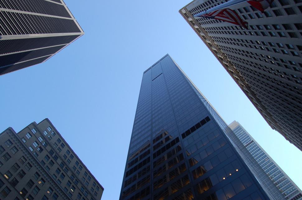 Free Image of Skyscrapers reaching towards the blue sky 
