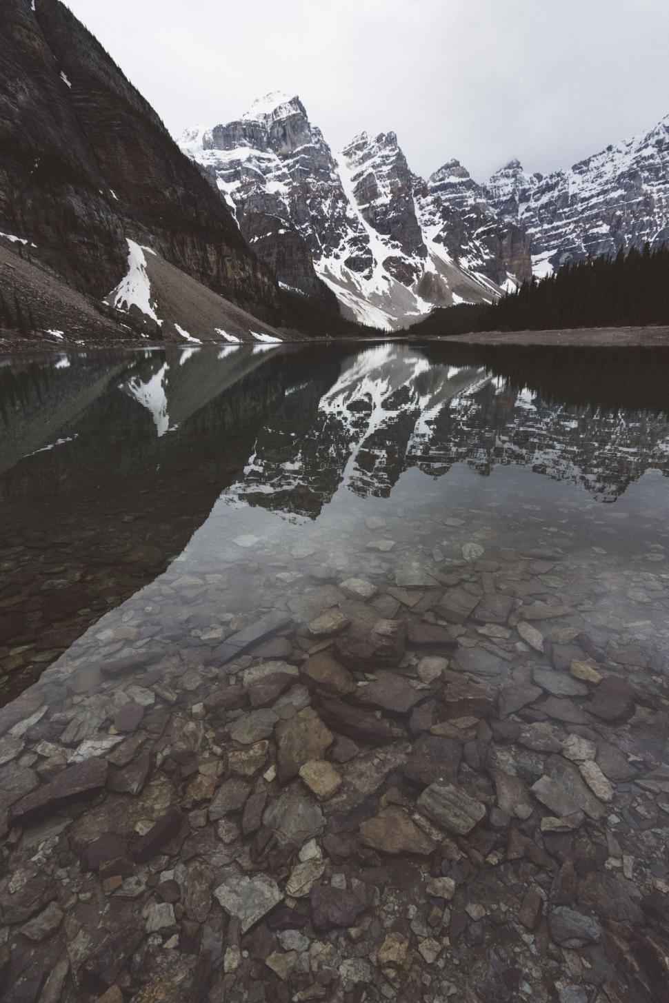 Free Image of Mountain reflection in clear lake 