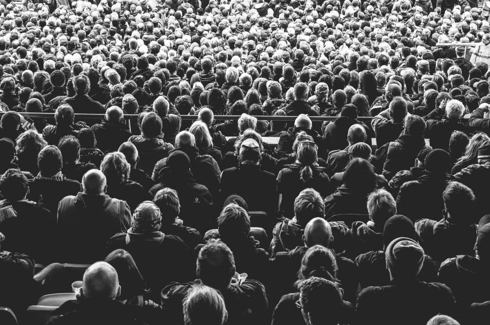 Free Image of Crowded audience in black and white 