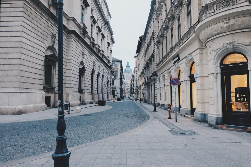 Free Image of Empty European street in the morning 