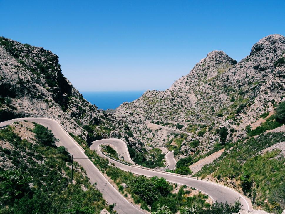 Free Image of Winding mountain road with sea view 