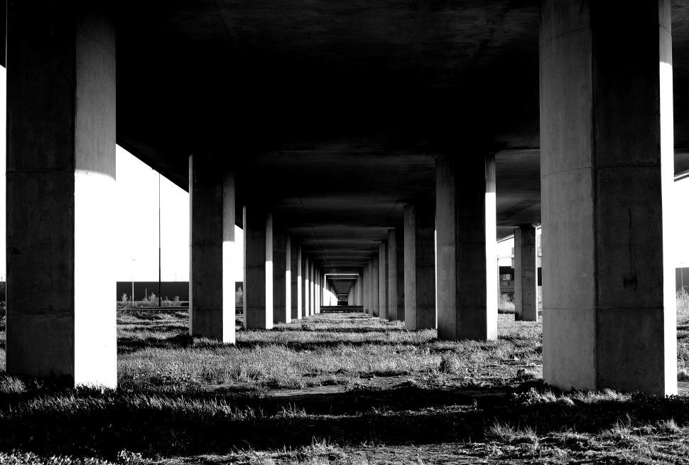 Free Image of Underneath a concrete bridge perspective 