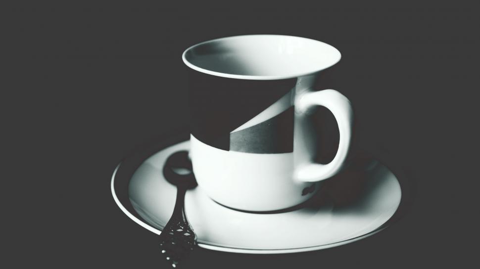 Free Image of Monochrome coffee cup on a saucer 