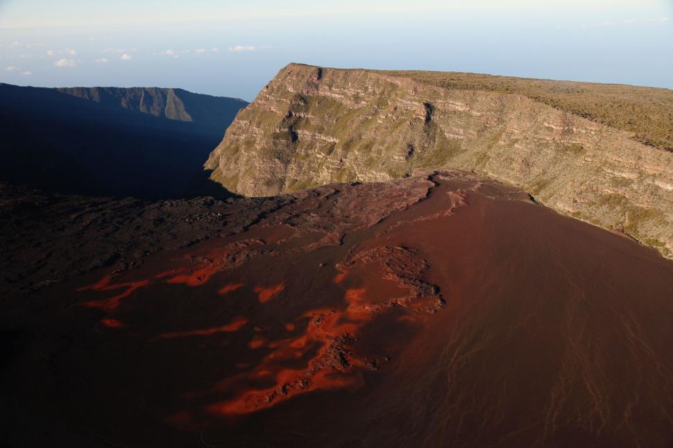 Free Image of Aerial view of a barren volcanic crater 