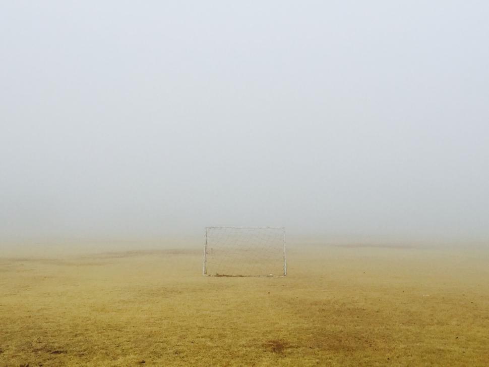 Free Image of Soccer goal on a foggy field 