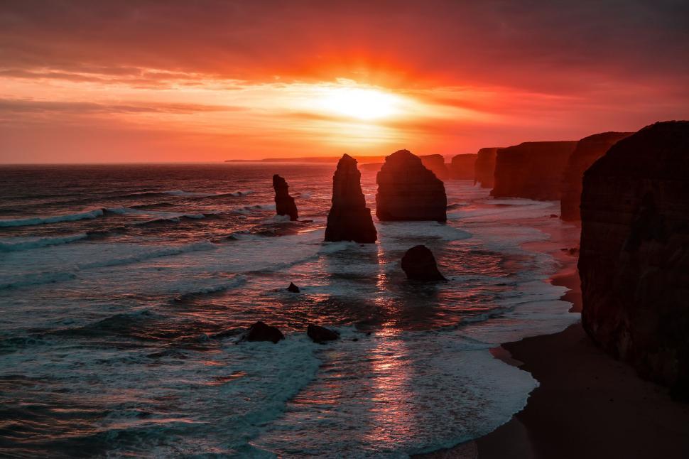 Free Image of Sunset at Twelve Apostles in Australia 