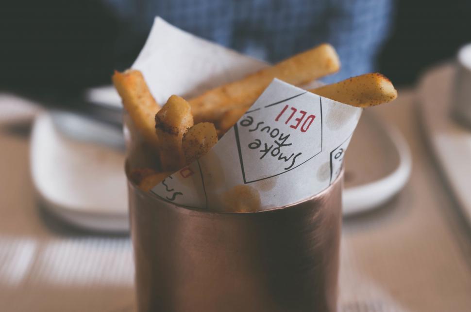 Free Image of French fries served in a unique container 