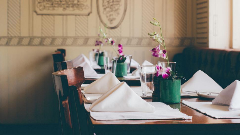 Free Image of Elegant table setting in a vintage restaurant 
